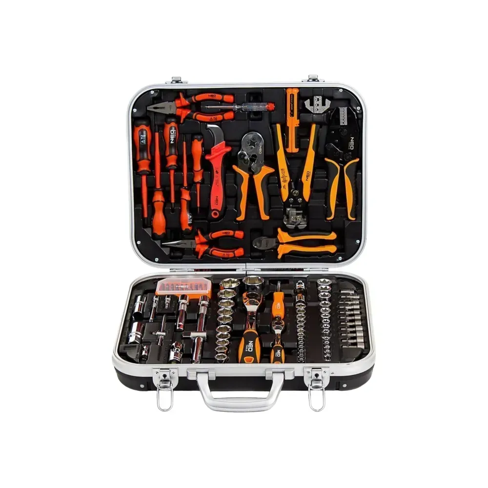 High-voltage insulated screwdrivers in various sizes for safe electrical work.