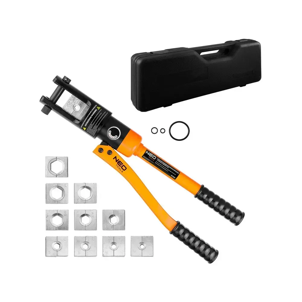 Carbon steel hydraulic hand press for terminal crimping, including 16-300 mm² dies, ergonomic handle