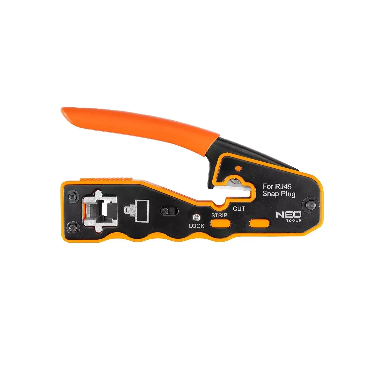 Neo Tools RJ45 Pass-Through Crimping Pliers 135mm with Cutter and Stripper 01-564