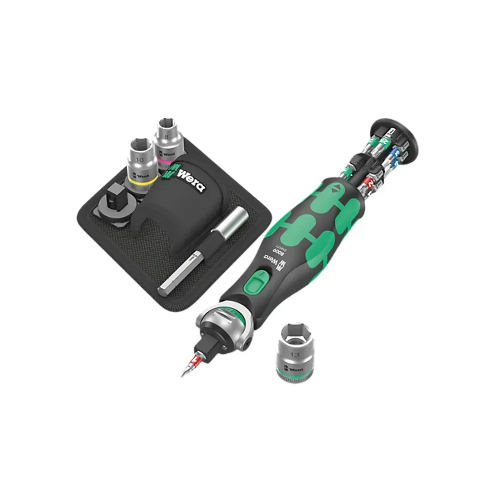 Wera Zyklop Pocket 2 ratchet screwdriver set with bits and sockets laid out