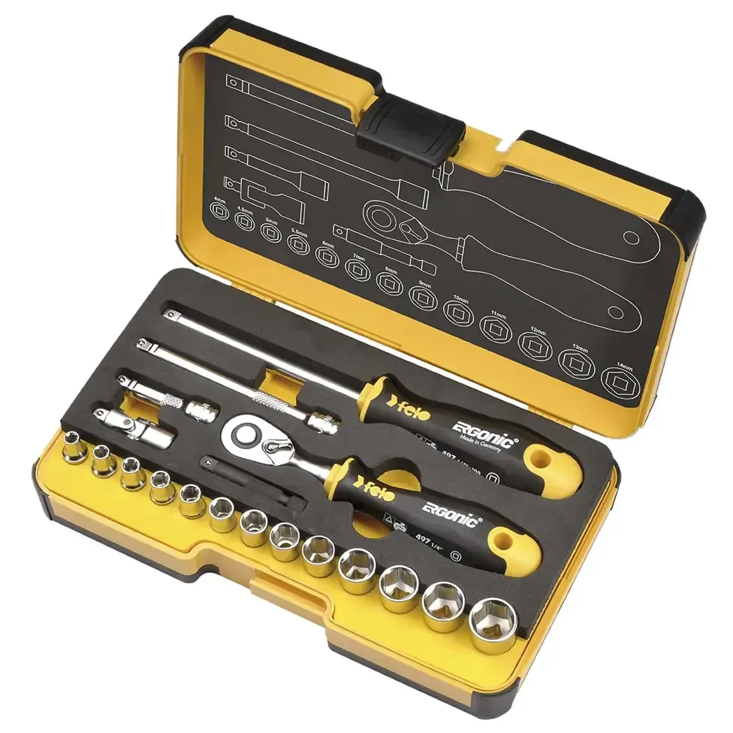 05781906 - Felo R-Go 1/4 19 Piece Ratchet & Socket Tool Set 057 819 06