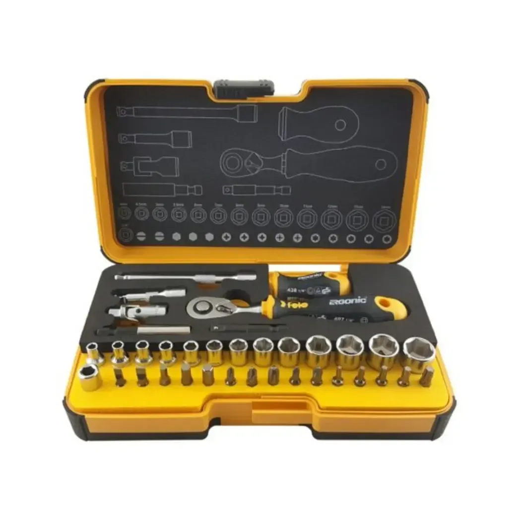 05783616 - Felo R-Go XL Box 1/4 Ergonic Ratchet 36 Piece Socket Set 057 836 16