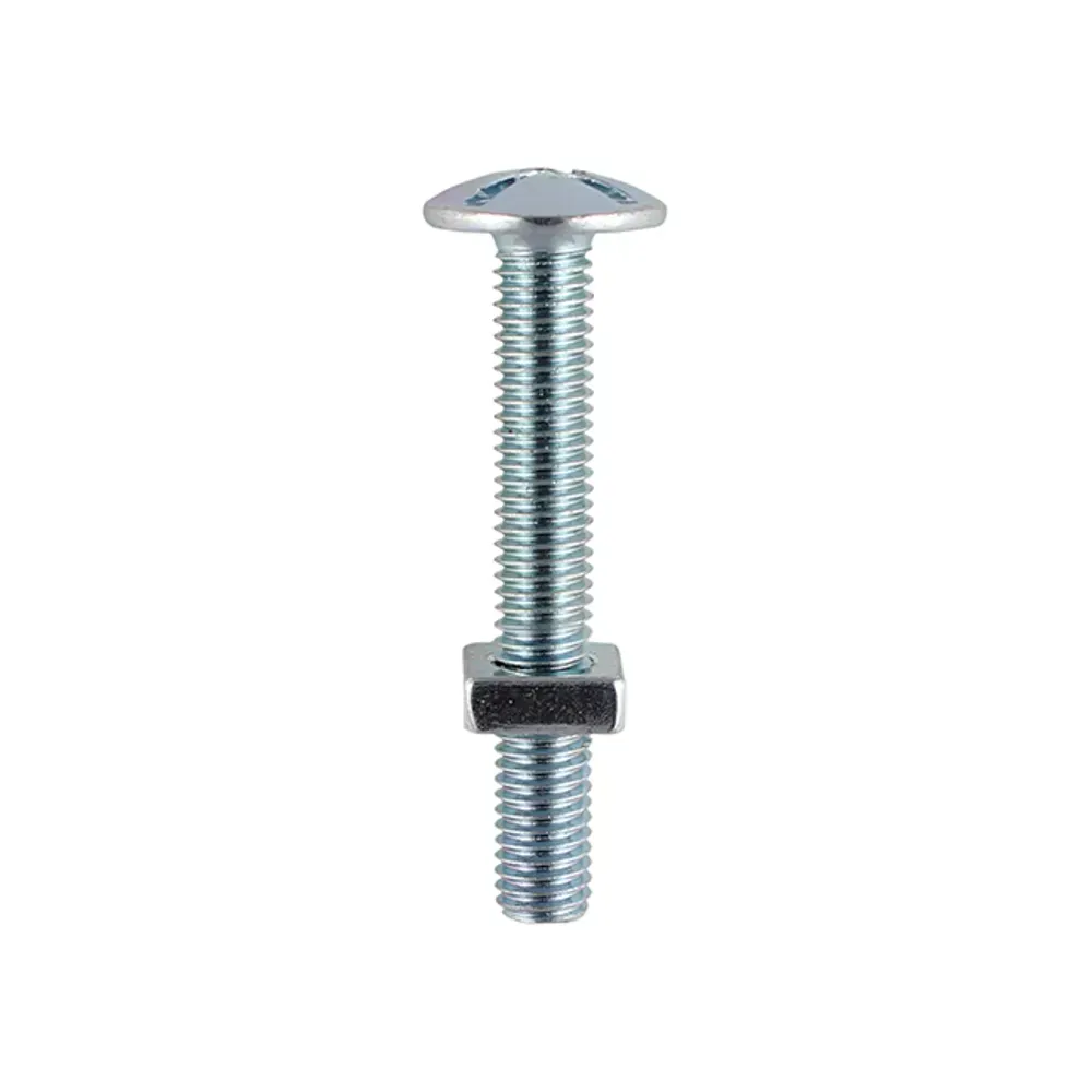 Timco 0650RB, Zinc plated roofing bolts and square nuts, M6x50mm, 100pc / box. 