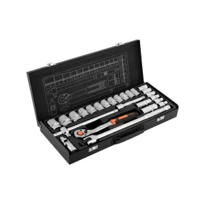 NEO Tools 25PCS 1/2" CRV socket set with ergonomic ratchet