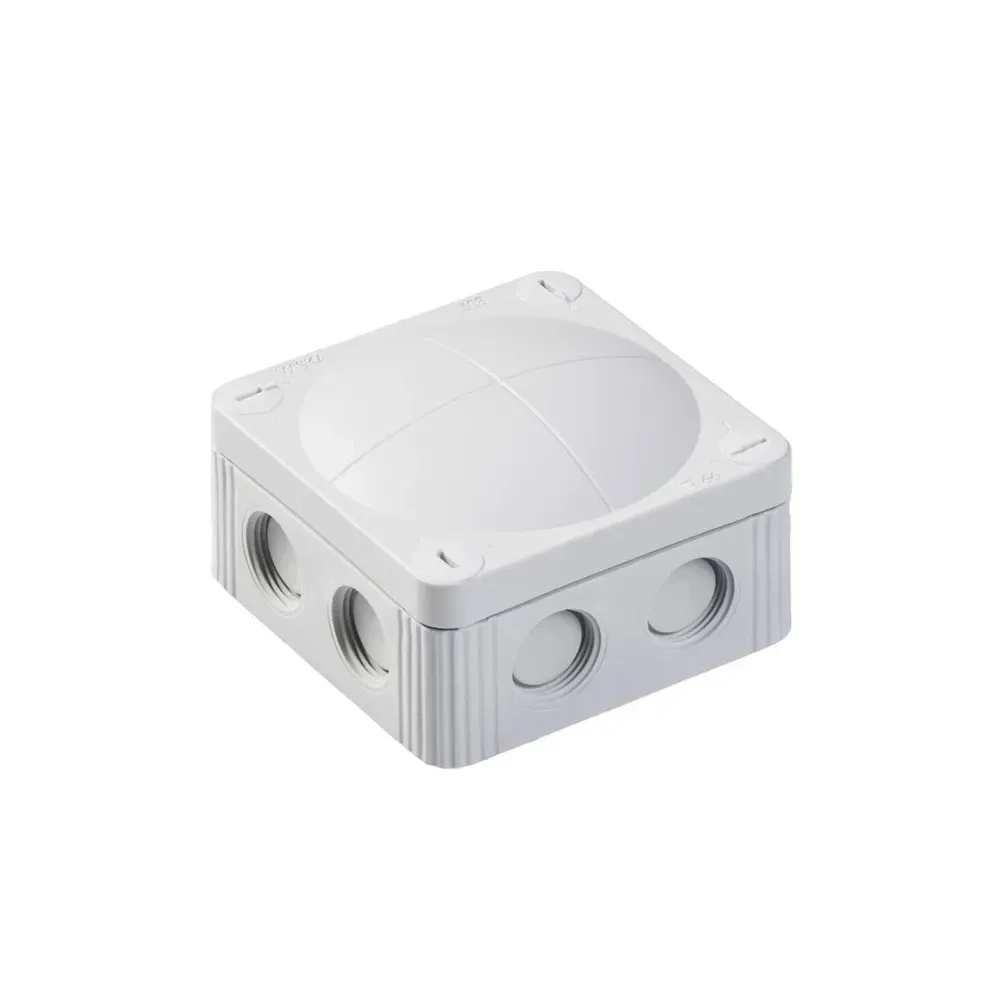 Wiska Junction Box Grey, 85x85x51mm dimensions, 8x M20 threaded membrane entries