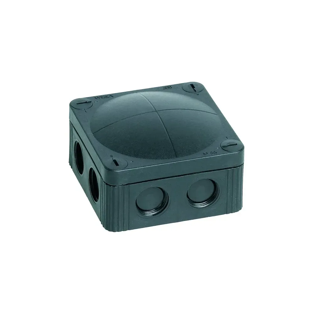 Wiska Junction Box Black, 85x85x51mm dimensions, 8x M20 threaded membrane entries