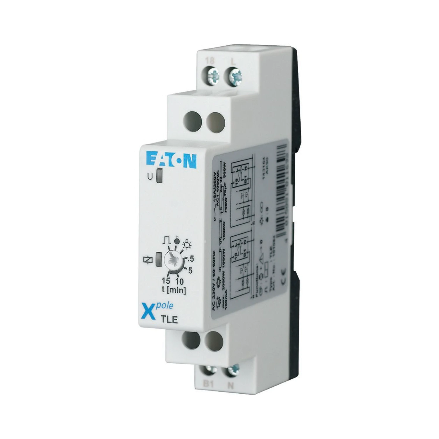 Eaton TLE Staircase Impulse Relay 230V AC 16A 1-20 Min DIN Rail 1M