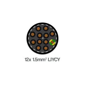 LiYCY 12 Core 1.5mm2 LSZH Screened Flexible Control Cable 300 500V Grey