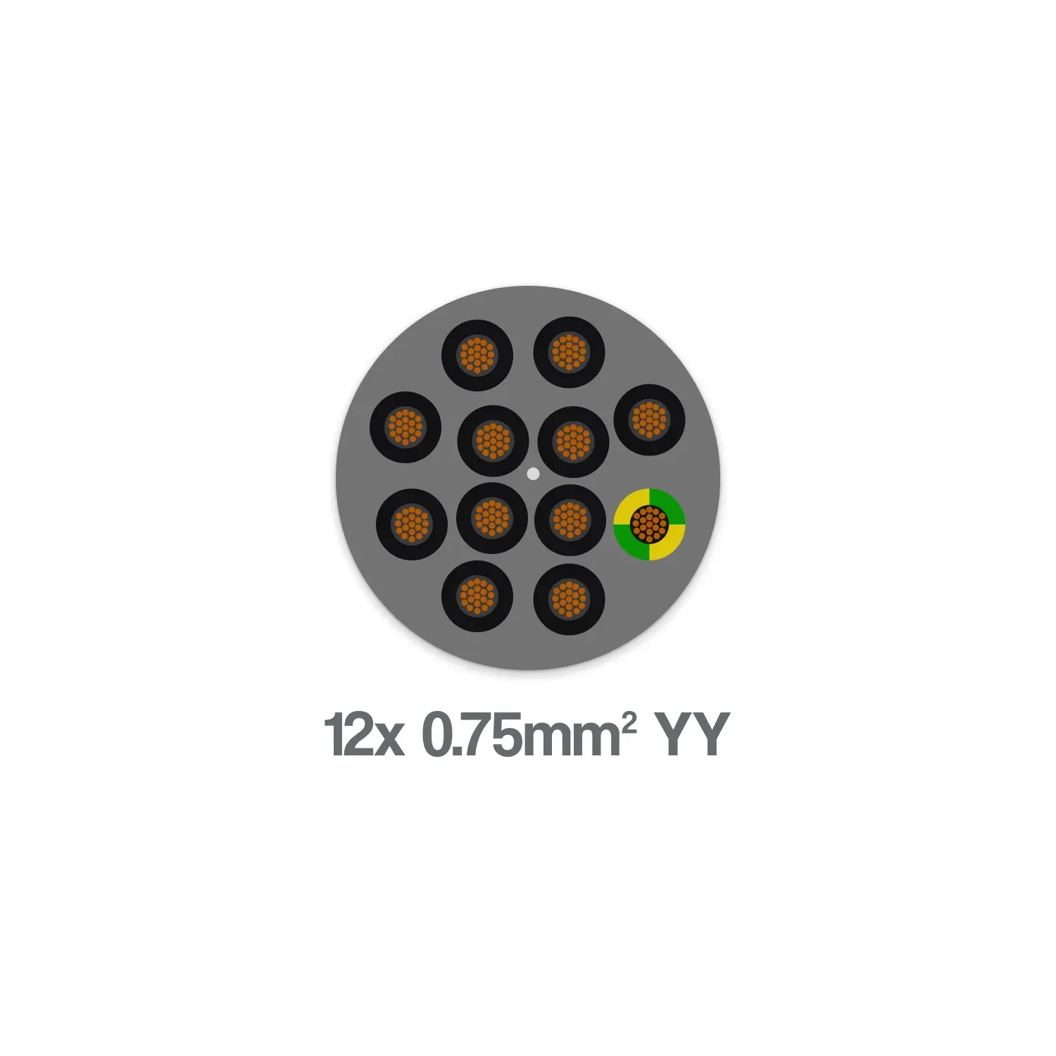 12 Core 0.75mm YY LSZH Flexible Control Cable Grey 300 500V