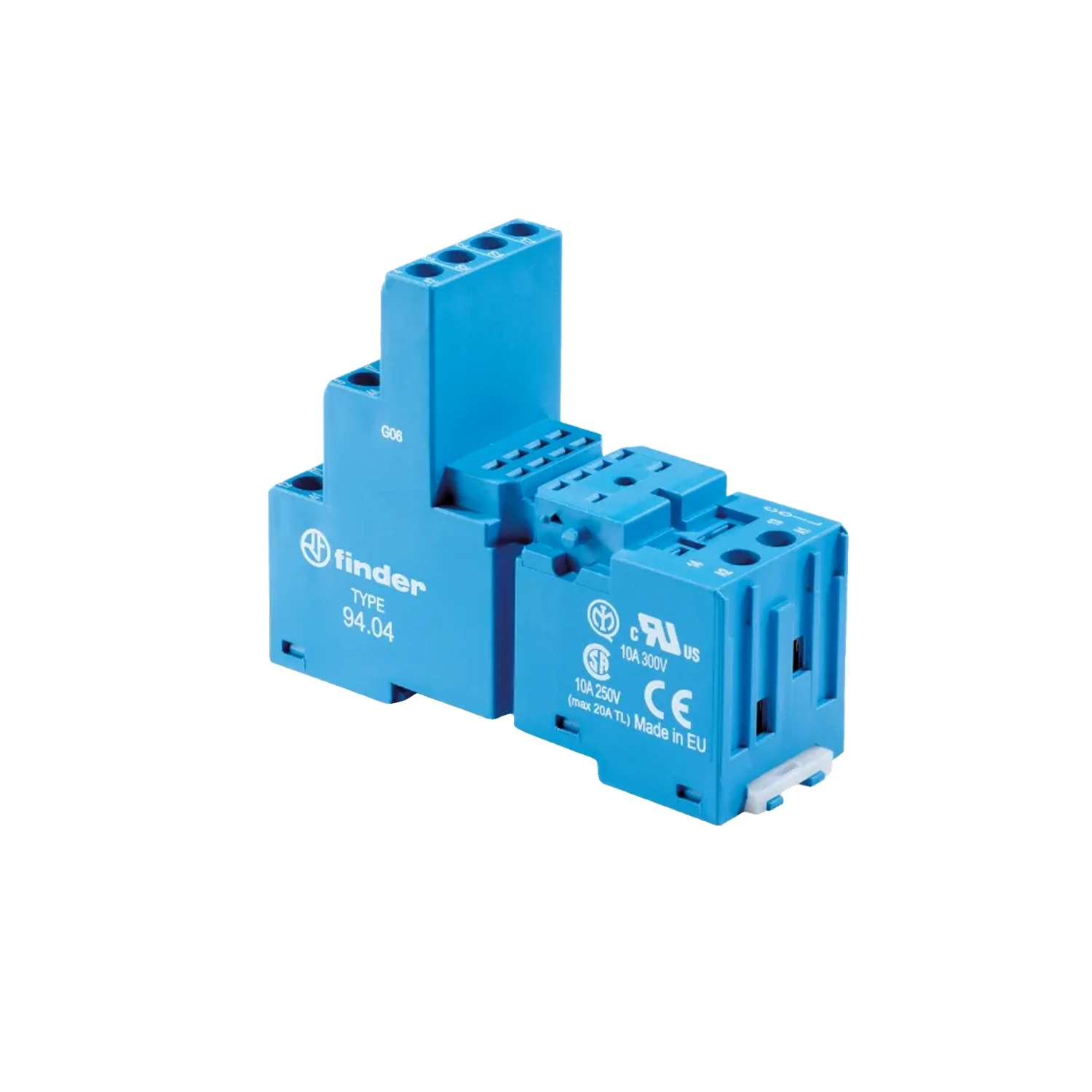 Finder 94.04 14 Pin Mini Relay Socket Base Screw Terminal Blue DIN Rail Panel Mount