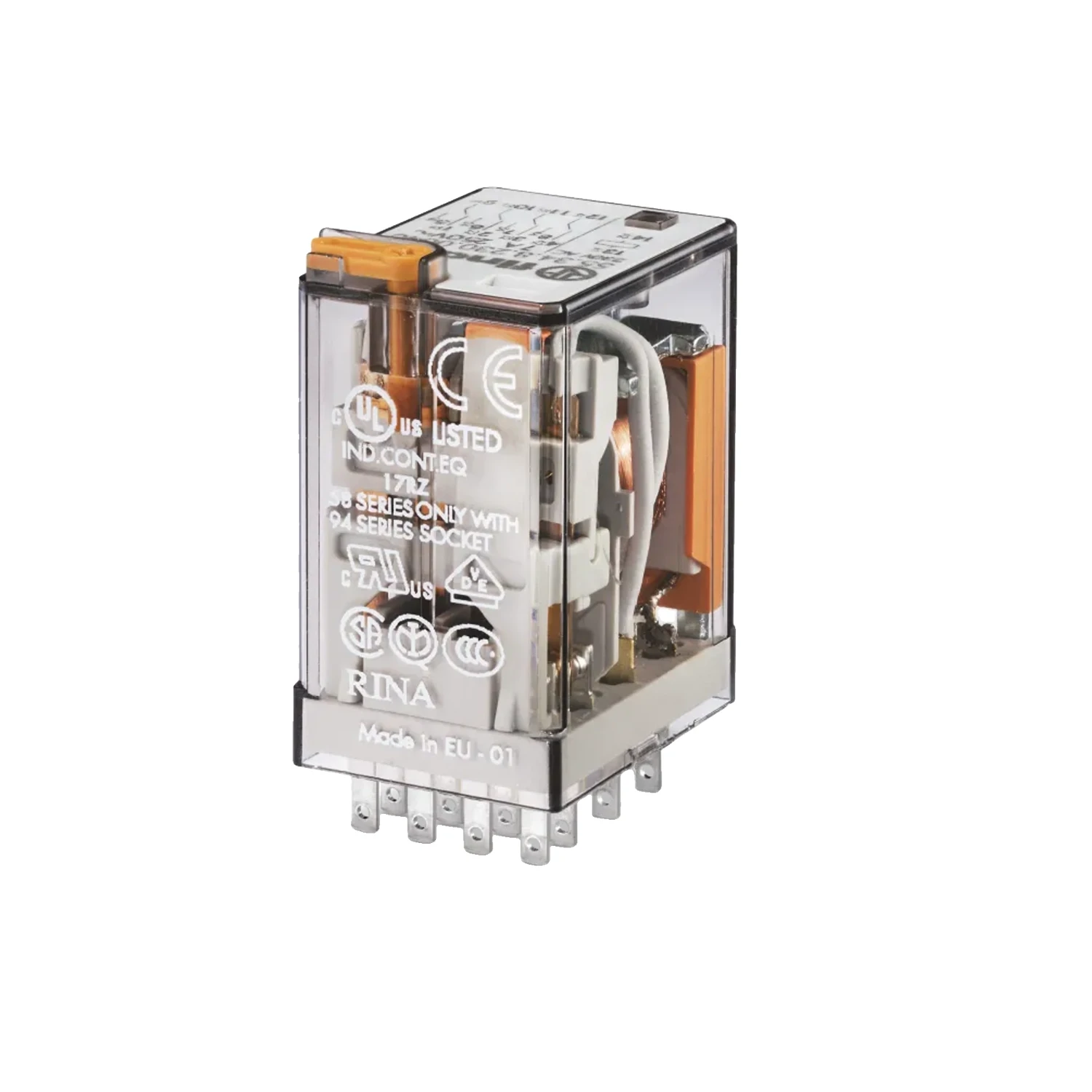 Finder 55.34.9.012.0040 12V DC 4CO 7A 14 Pin Mini General Purpose Plug-in Relay