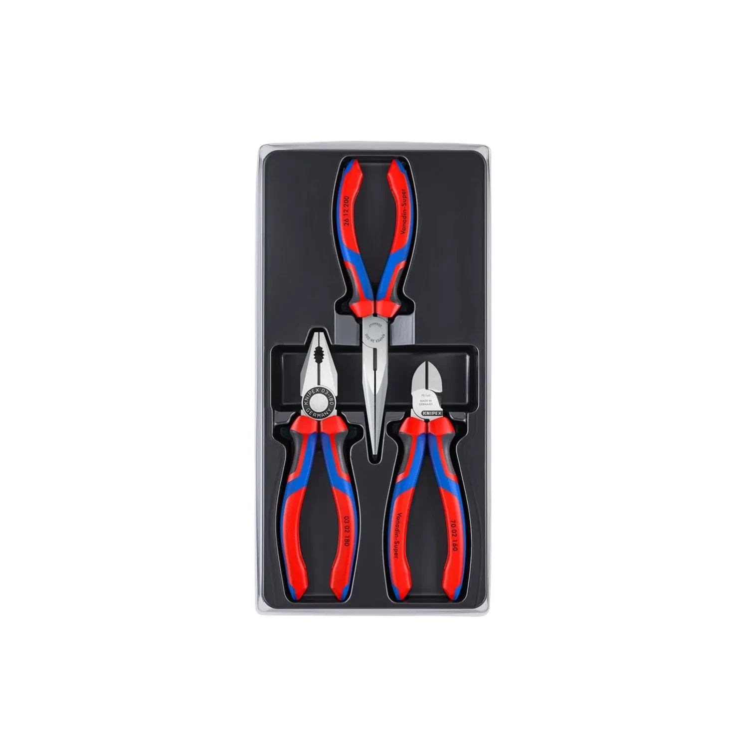 Knipex 3 Piece Pliers Set 002011 Combination Diagonal Long Nose