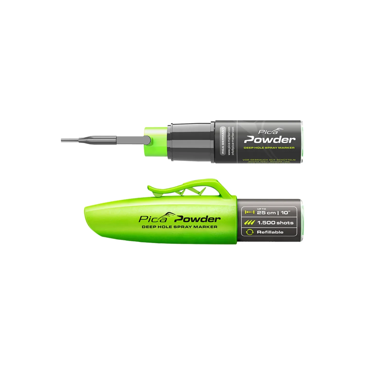 Pica 2020 Powder Spray Marker for Drill Holes Fluorescent Green