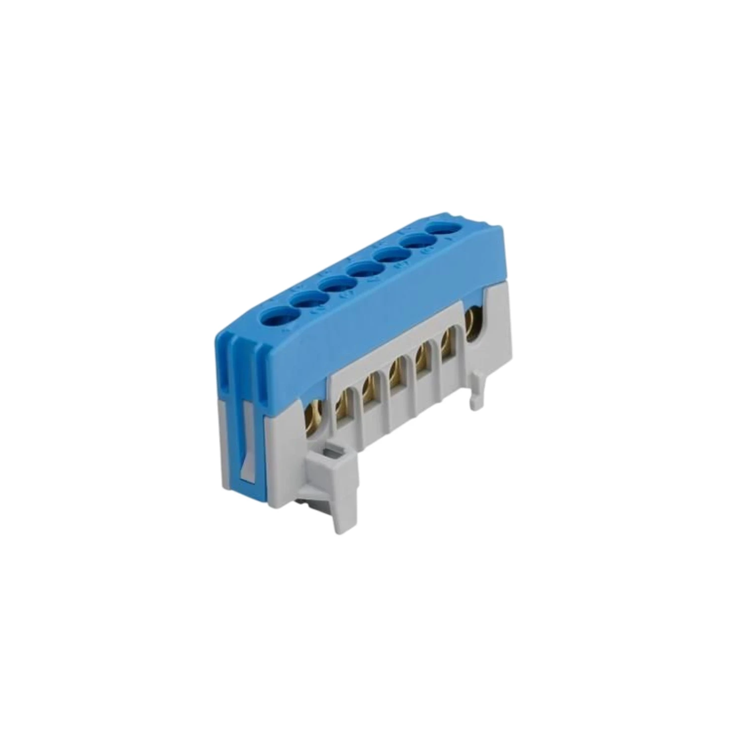 Neutral Bar 12 Way 63A DIN Rail Mounted Blue Shroud