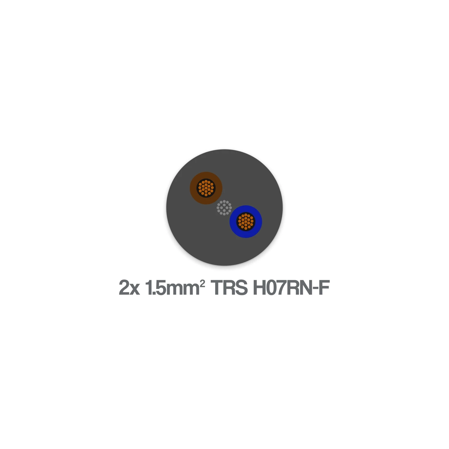 H07RN-F TRS 2 Core 1.5mm2 Flexible Rubber Cable Black 0.6 1kV