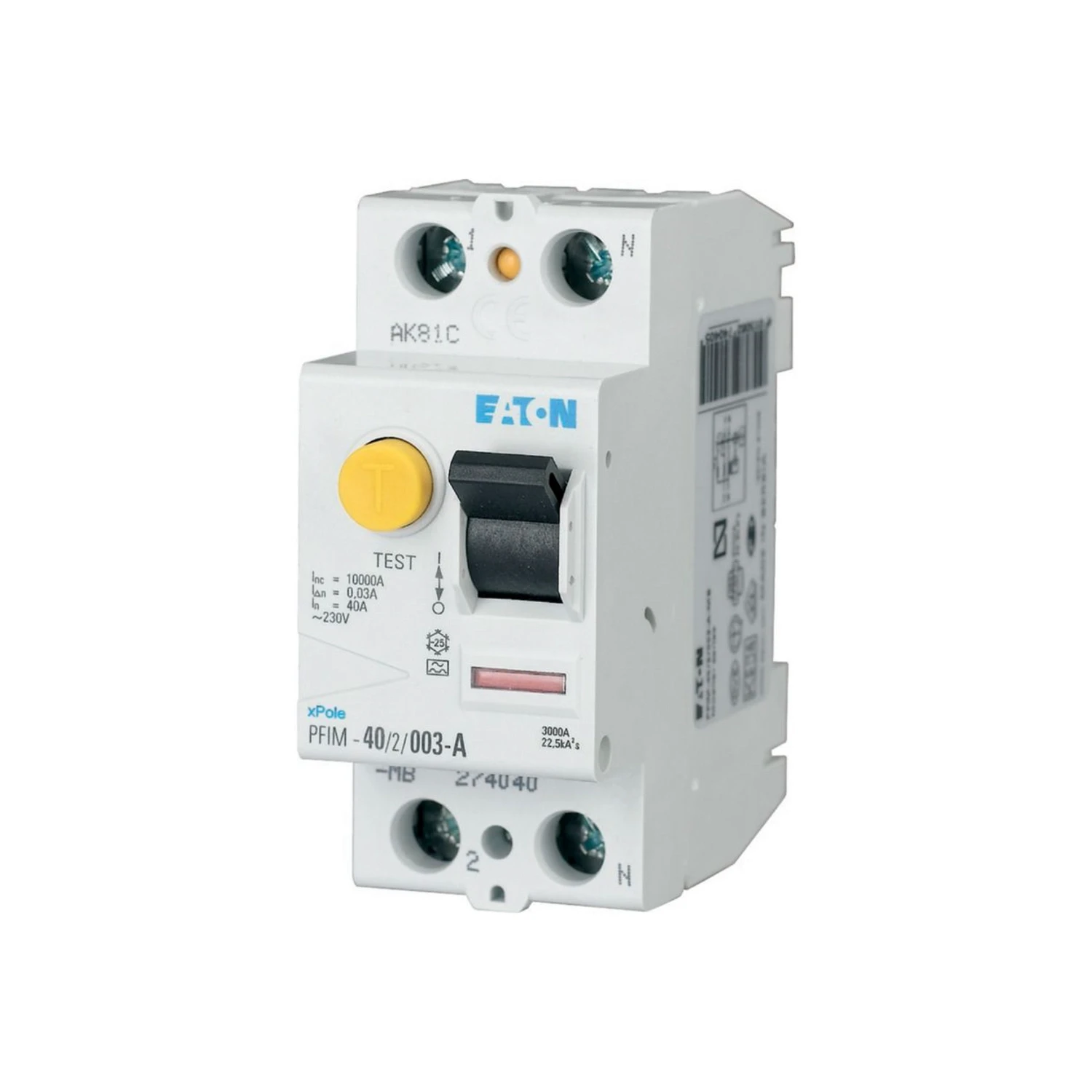 Eaton RCCB 63A Type A 300mA 10kA 2P xPole PFIM