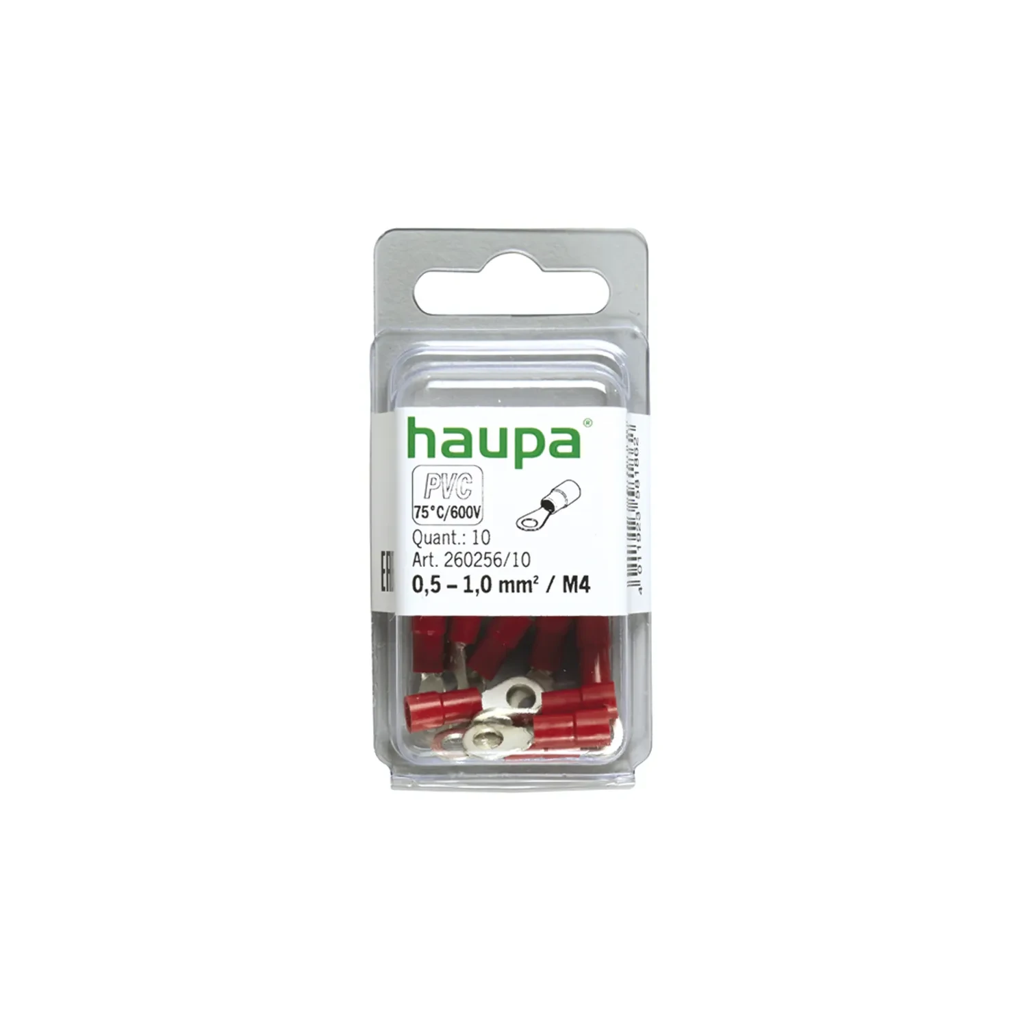 Haupa Insulated Ring Terminal M4 0.5-1.0mm² Red Pack of 10