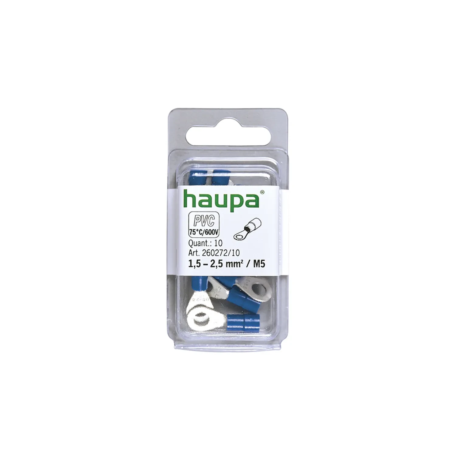 Haupa Insulated Ring Terminal M5 1.5-2.5mm² Blue Pack of 10