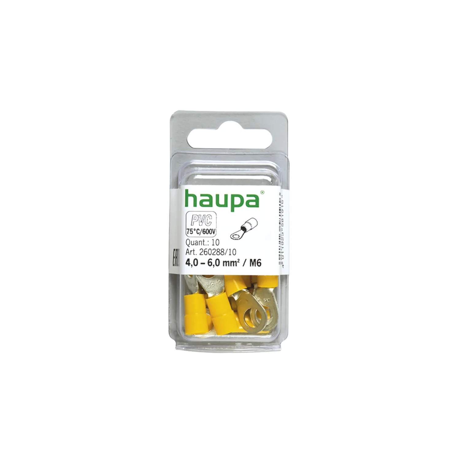 Haupa Insulated Ring Terminal M6 4-6mm² Yellow DIN 46237 Pack of 10