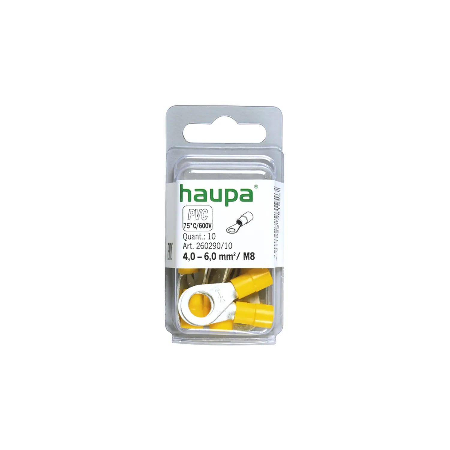 Haupa Insulated Ring Terminal M8 Stud 4-6mm² Yellow Pack of 10