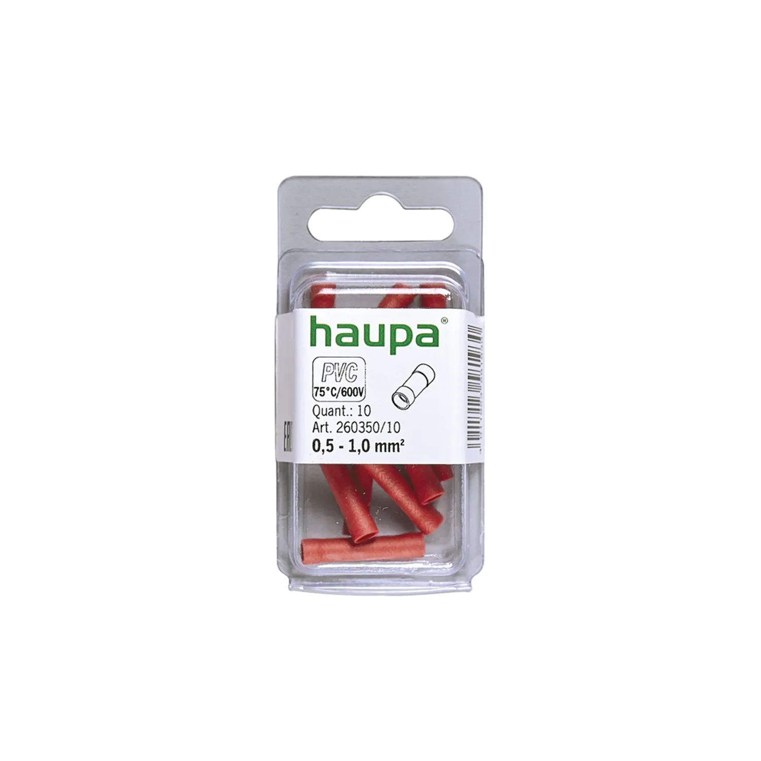 Haupa Insulated Butt Connector 0.5-1.0mm2 Red PVC DIN