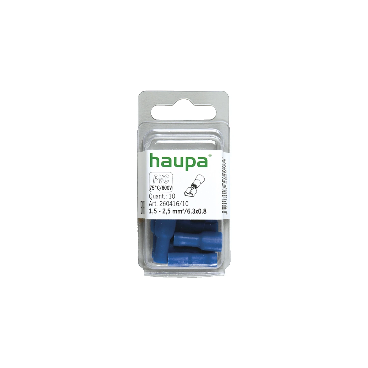 Haupa Insulated Female Socket Sleeve 1.5-2.5mm² 6.3x0.8 Blue Pack of 10