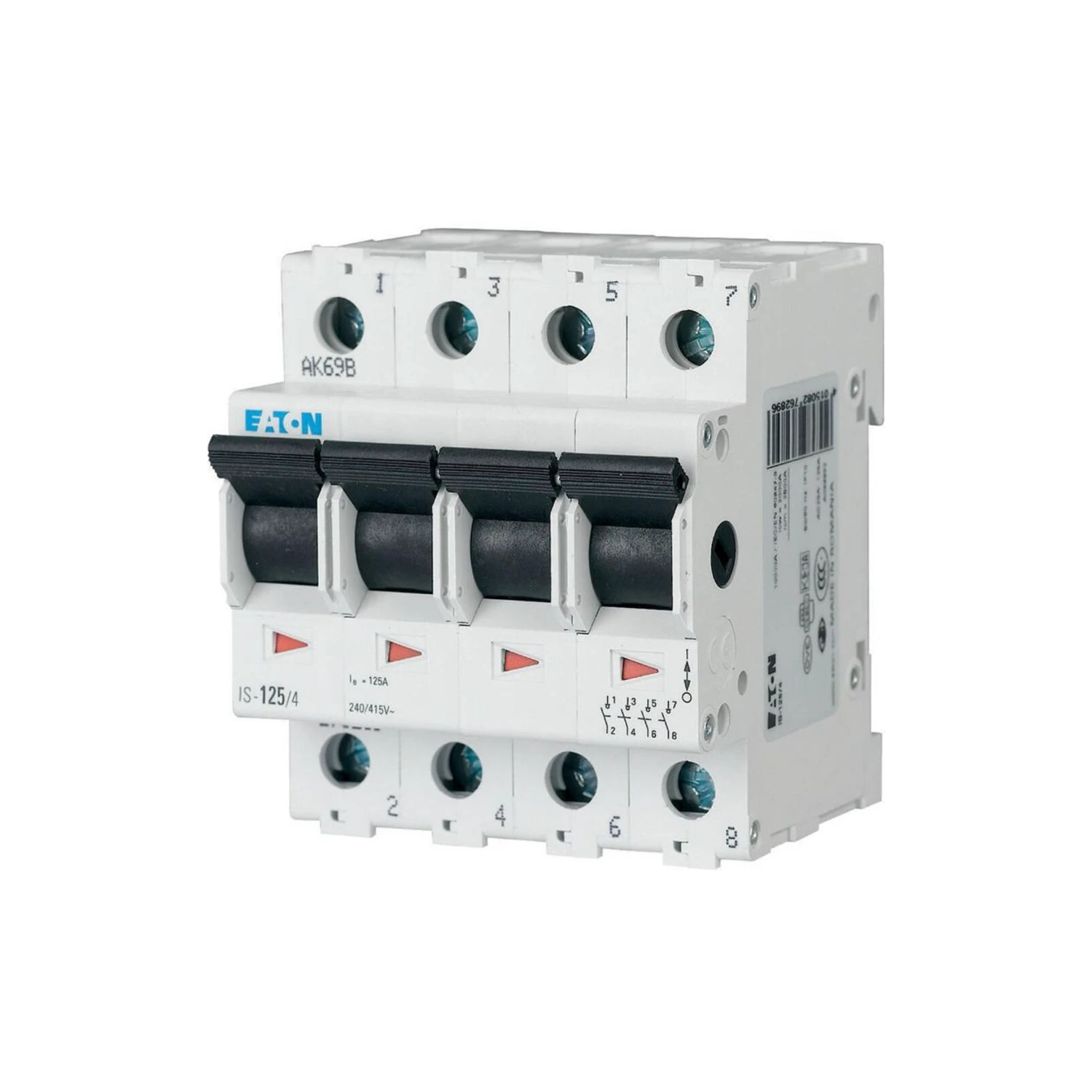 Eaton DIN Rail Isolator 63A 4P 415V AC IS-63/4