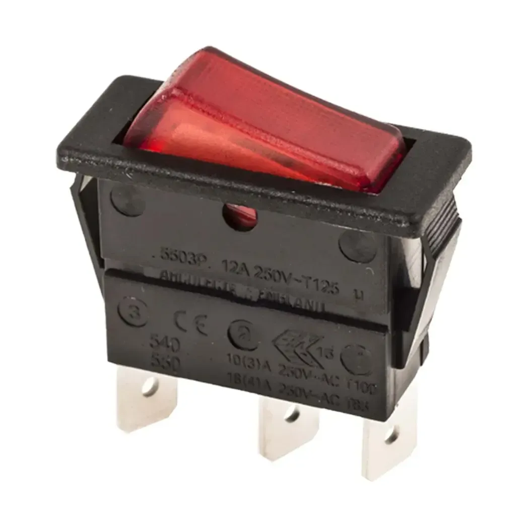 2877262 - Rocker Switch Illuminated RED SPST 240V On-Off 16A 287-7262