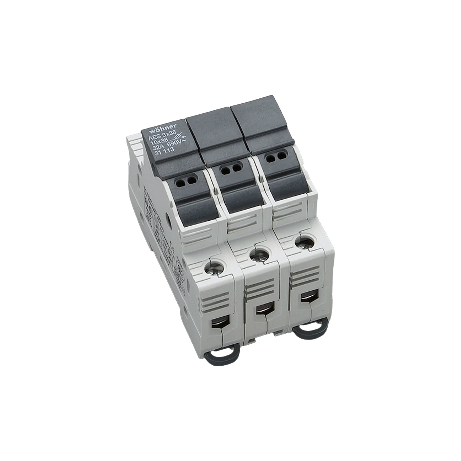AMBUS Panel Fuse Holder 3P 10x38 32A 690V AC IP20 Rail Mount