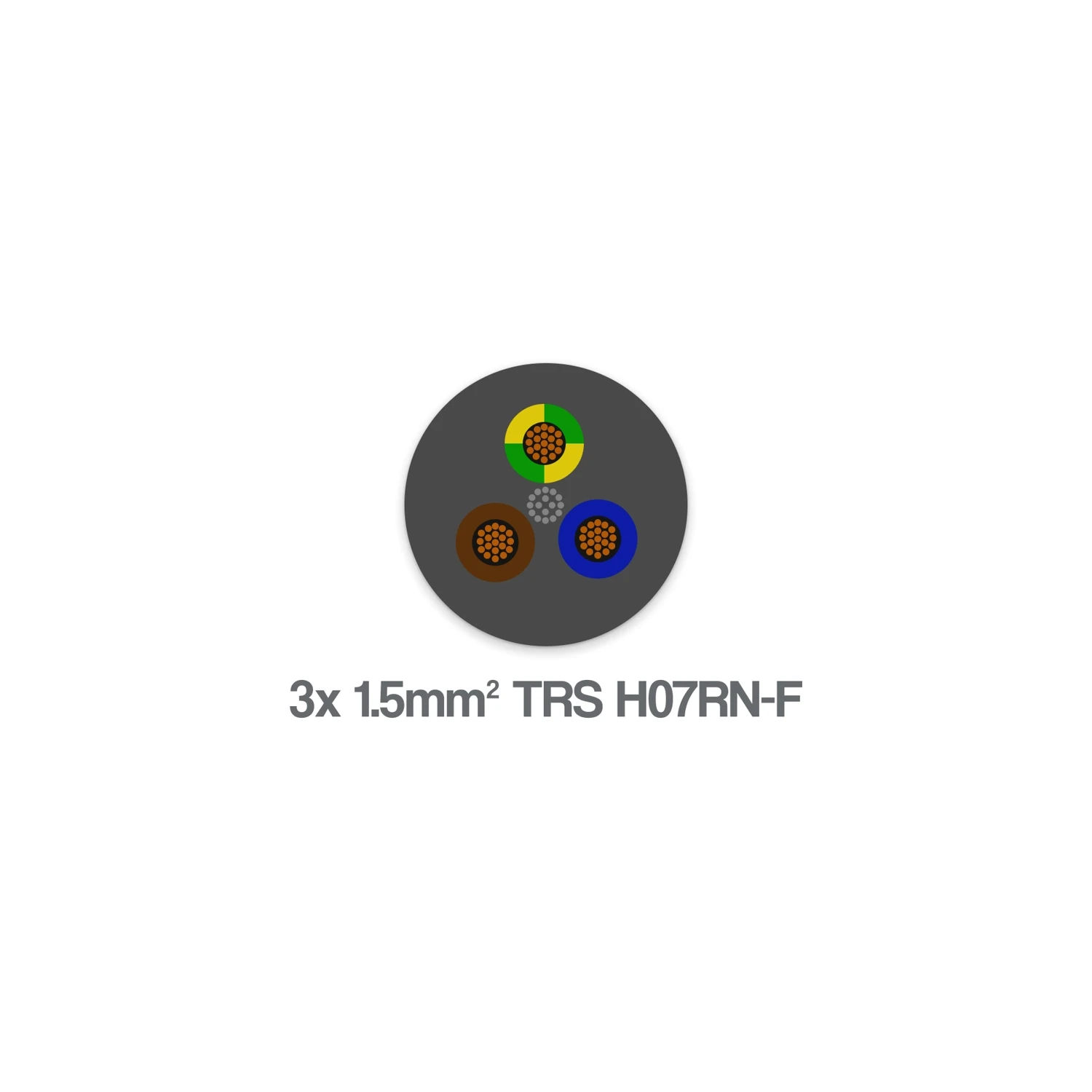 H07RN-F 3 Core 1.5mm2 Flexible EPR PCP Rubber Cable Black 0.6 1kV