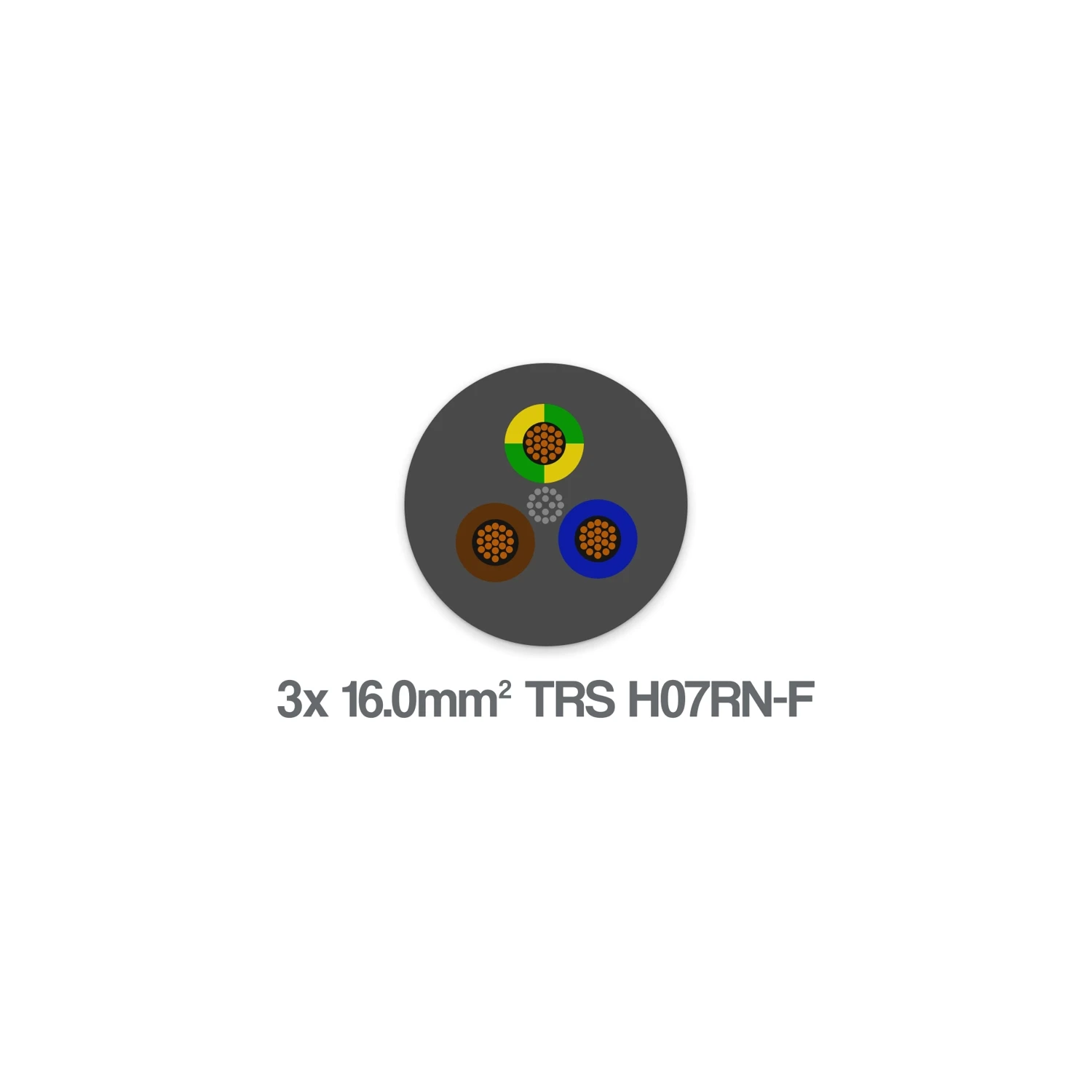 H07RN-F 3 Core 16mm2 Flexible Rubber Cable Black 0.6 1kV