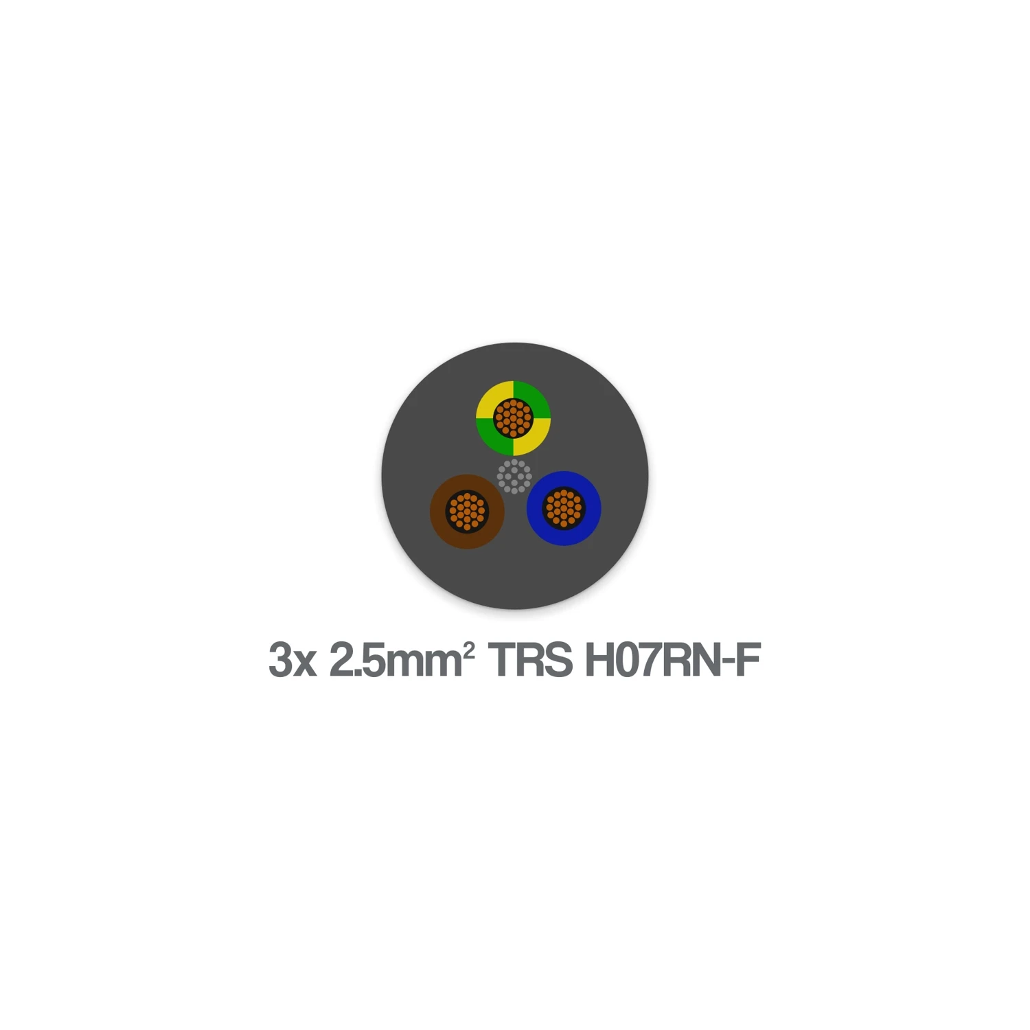 H07RN-F 3 Core 2.5mm2 Flexible Rubber Cable Black EPR PCP 0.6 1kV