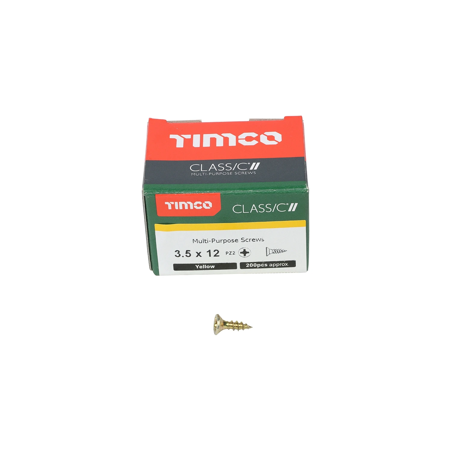 Timco Classic 3.5 x 12mm Double Countersunk PZ Woodscrew Zinc Yellow Box 200