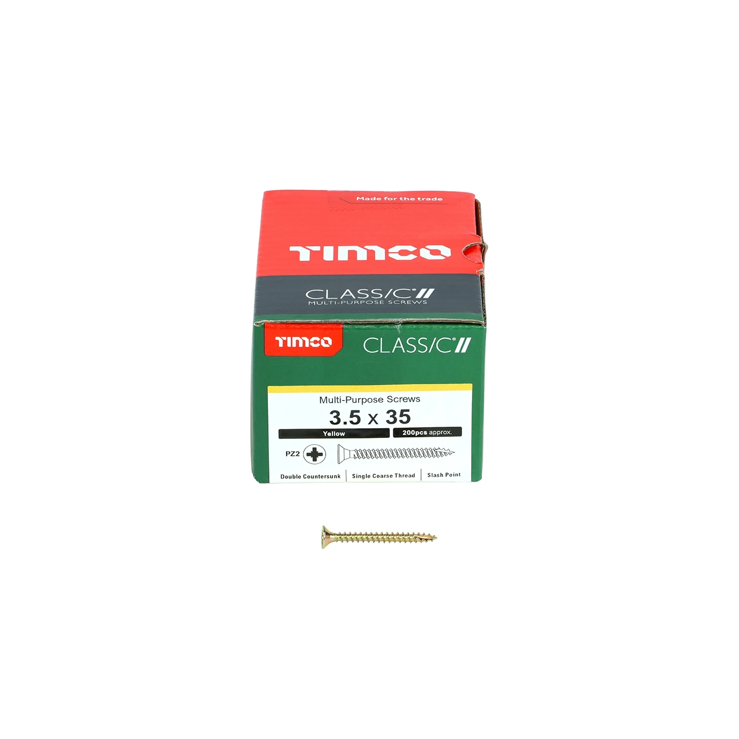 Timco Classic 3.5 x 35mm PZ2 Double Countersunk Woodscrew Zinc Yellow Box 200