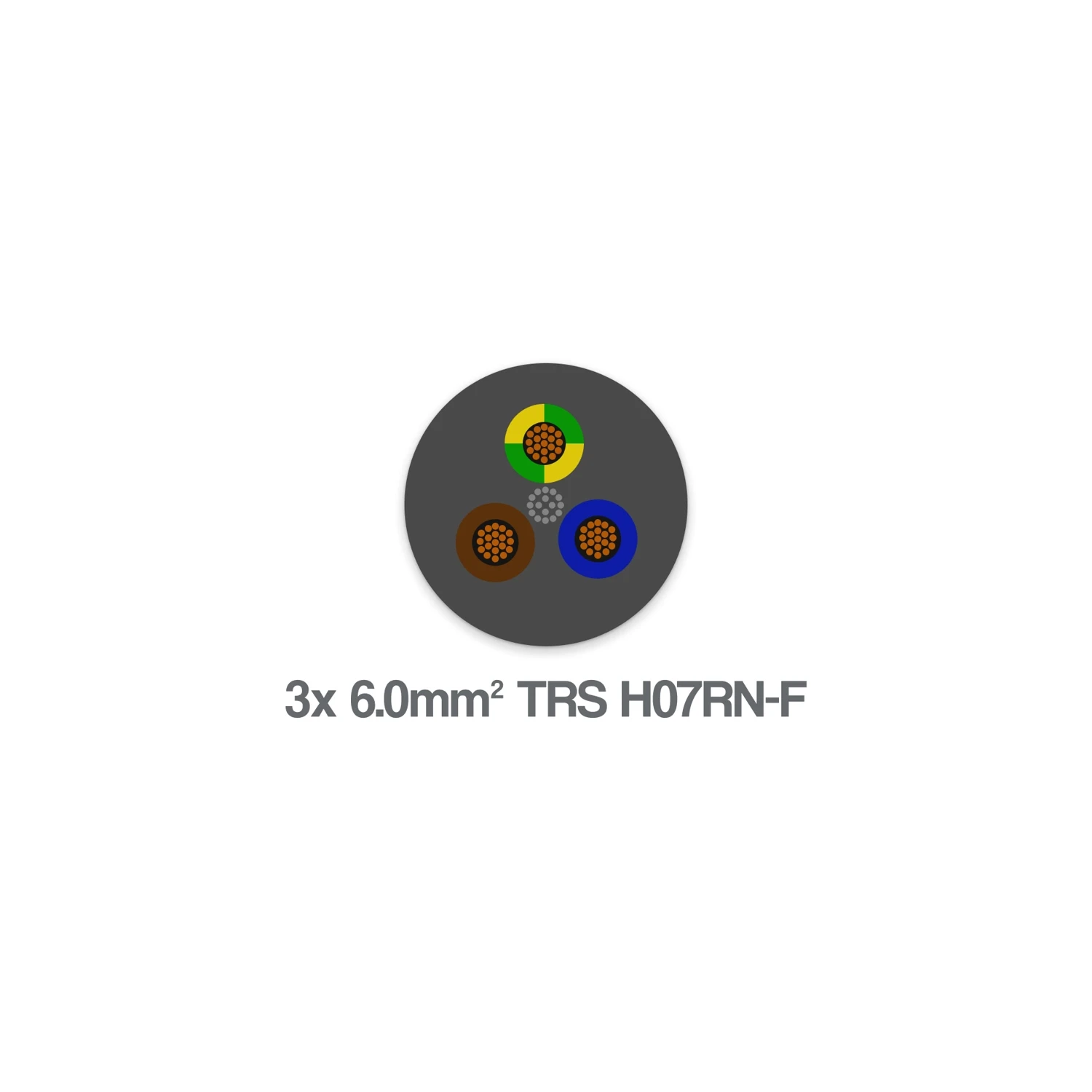 H07RN-F 3 Core 6mm2 Flexible Rubber Cable Black 0.6 1kV
