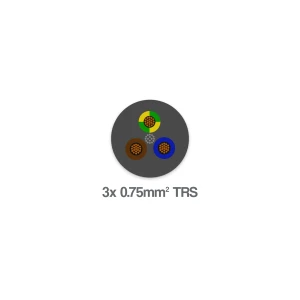 H05RN-F 3G 0.75mm2 Flexible Rubber Cable 300 500V Black