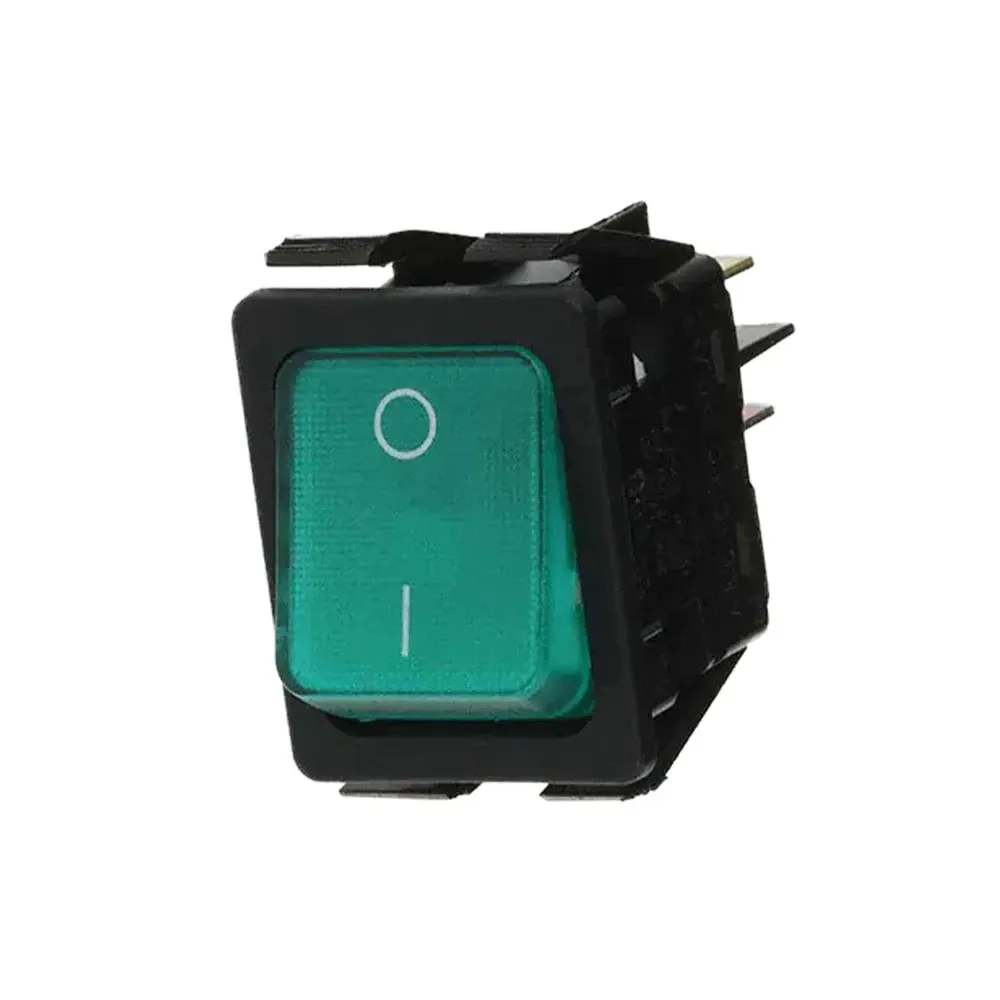 3779765 - Illuminated Green Rocker Switch DPST On-Off 16A 230V
