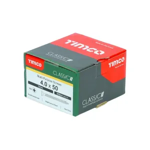 Box containing 200 multi-purpose screws with durable yellow zinc finish, Timco 40050CLAF