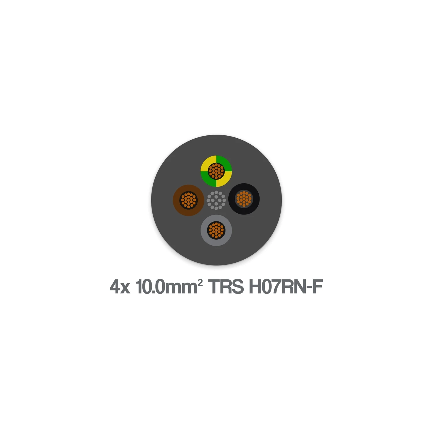 H07RN-F TRS 4 Core 10mm2 Flexible Rubber Cable Black 0.6 1kV