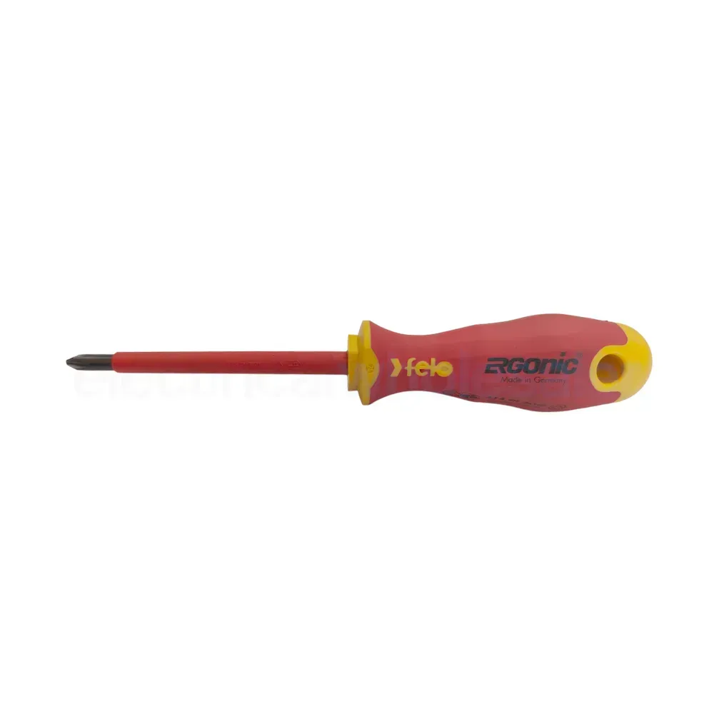 Felo PH1 ERGONIC VDE Phillips screwdriver with insulated red and yellow handle.