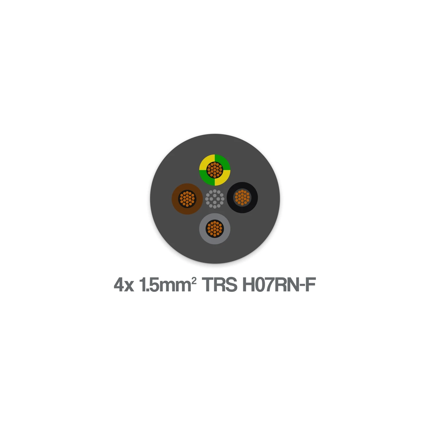H07RN-F 4 Core 1.5mm2 Flexible EPR PCP Cable 0.6 1kV Black
