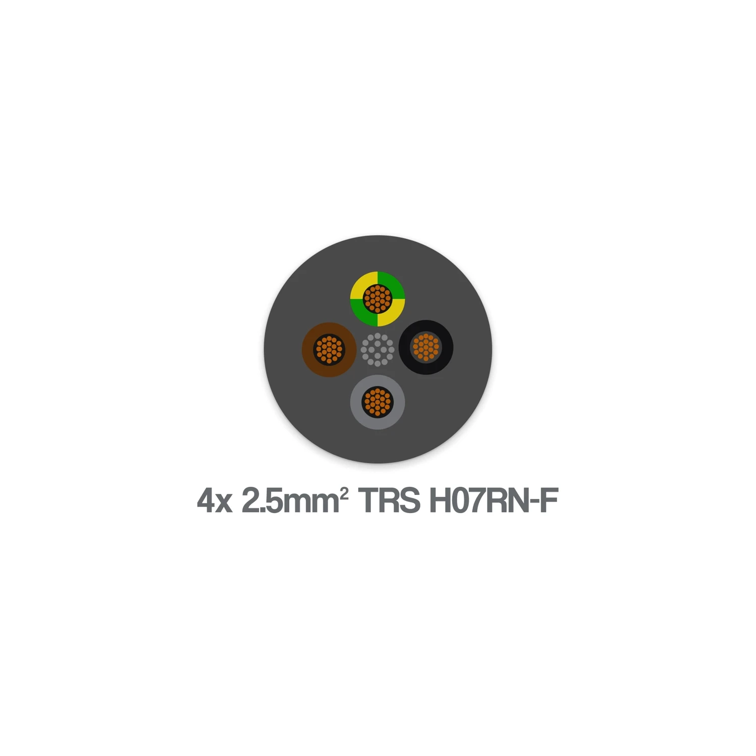 H07RN-F 4 Core 2.5mm2 Flexible Rubber Cable Black 0.6 1kV