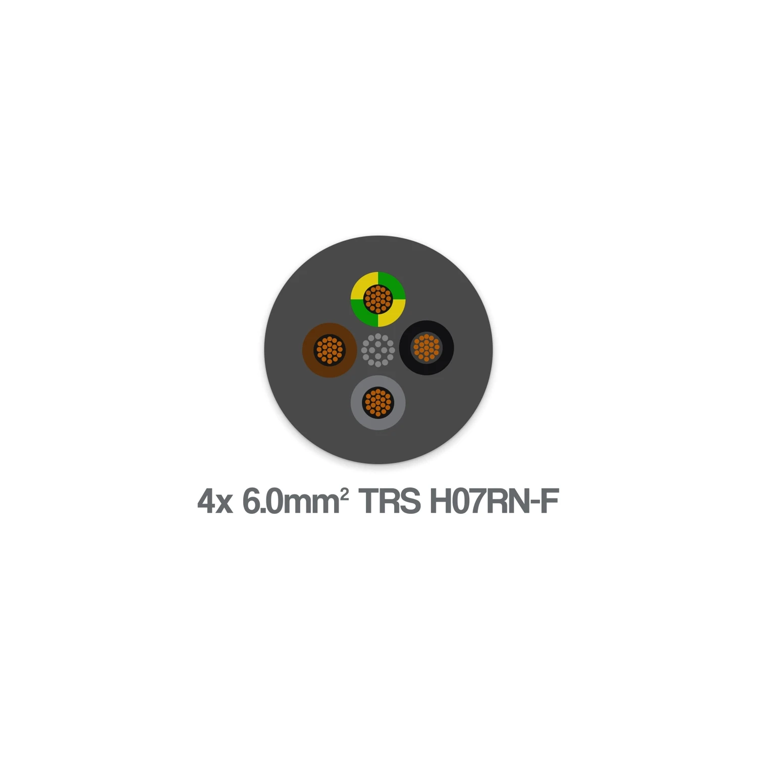 H07RN-F TRS 4 Core 6mm2 Flexible Rubber Cable Black 0.6 1kV