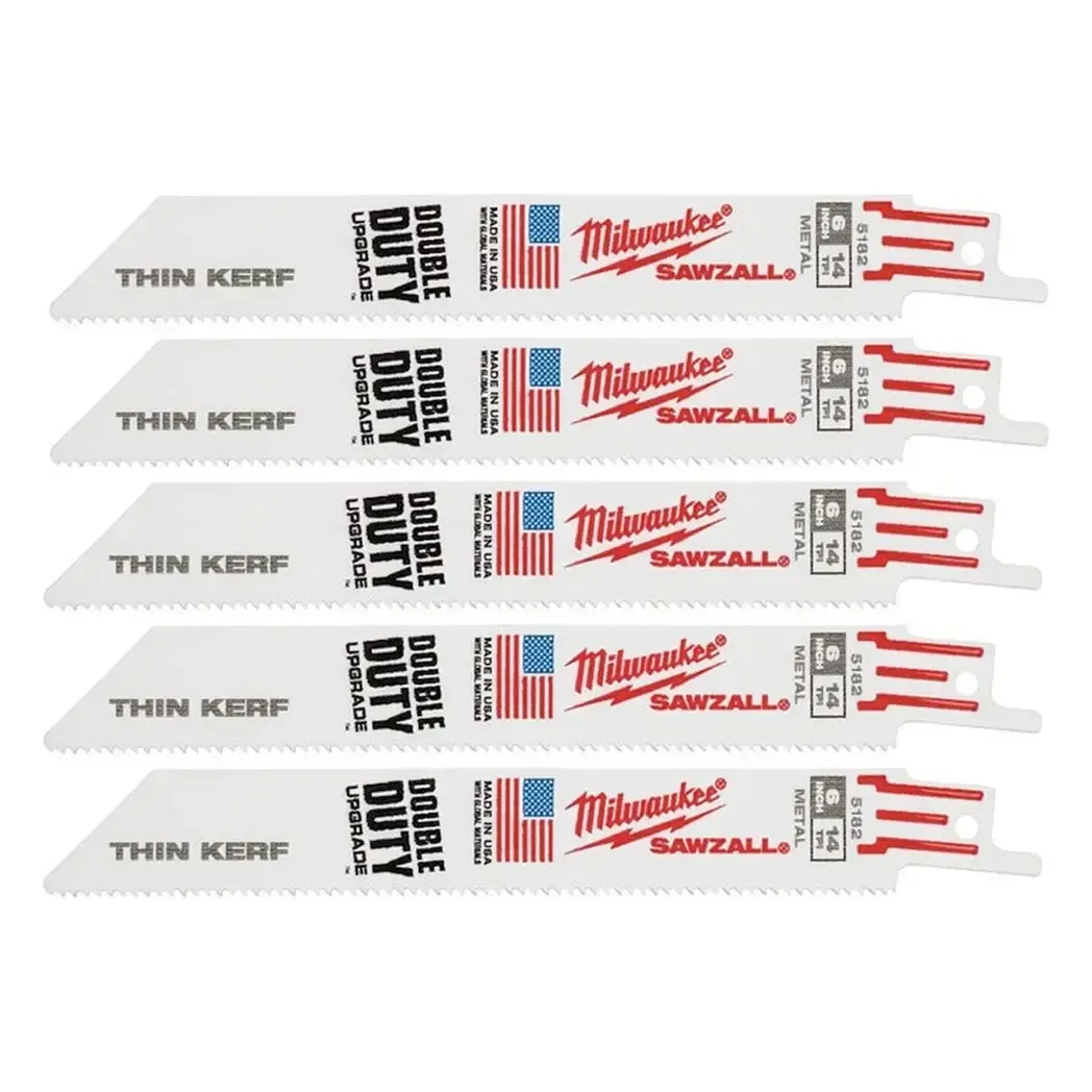 48005182 - Milwaukee SAWZALL Metal Sabre Blade 150mm/6 14 TPI 5 Pack 48005182