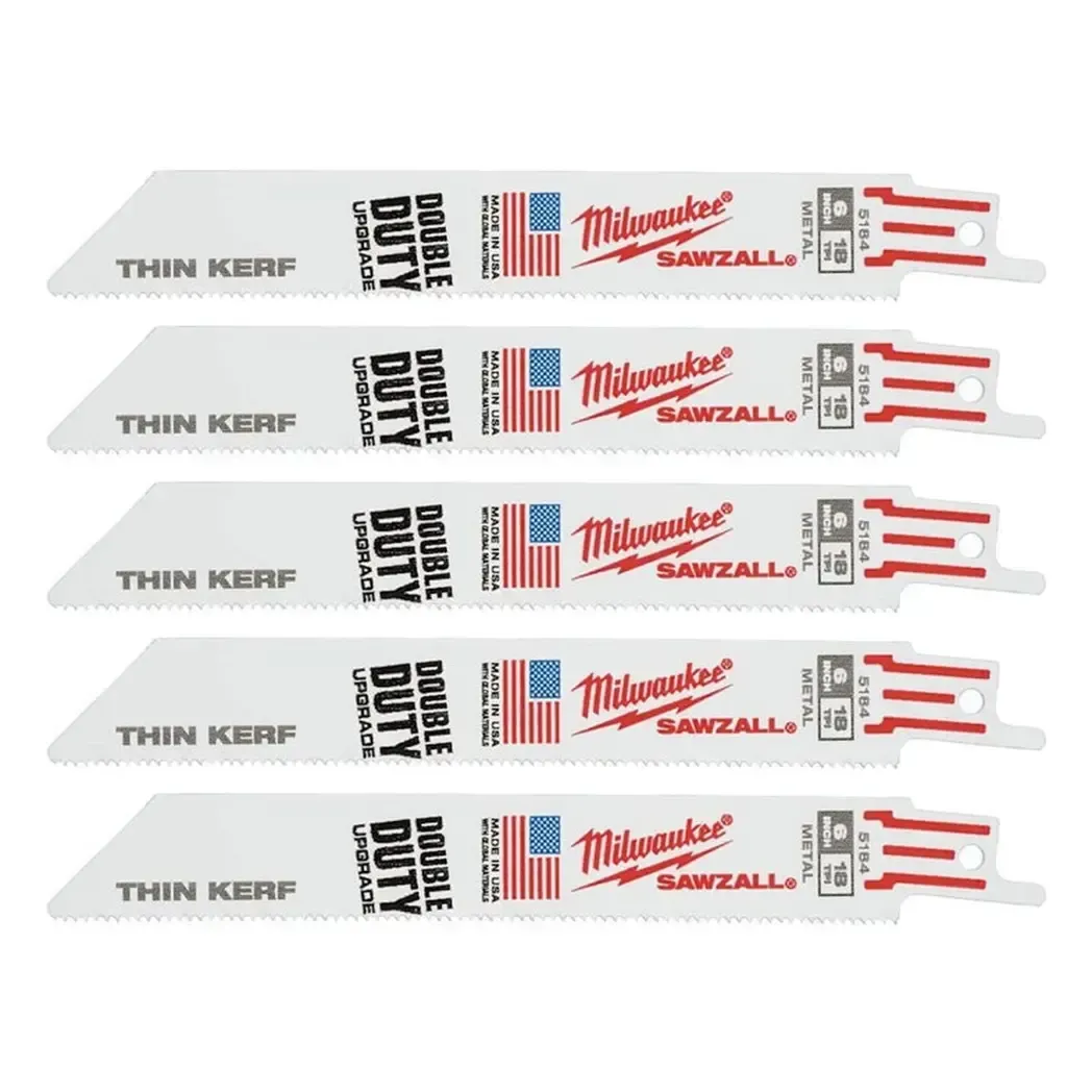 48005184 - Milwaukee Sawzall Metal Sabre Blade 150mm/6 18 TPI 5 Pack 48005184