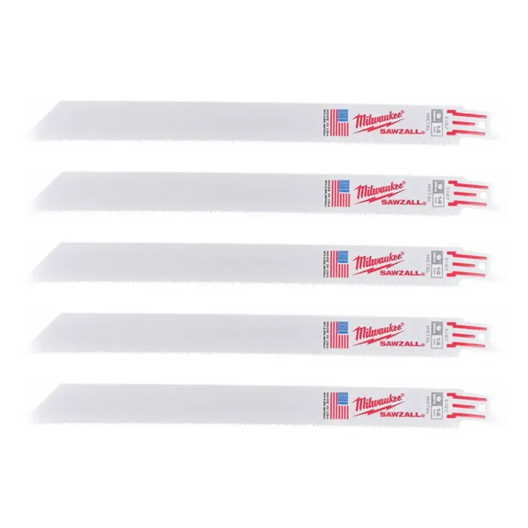 48005187 - Milwaukee Sawzall 230mm Metal Recip/Sabre Saw Blade 5pk 14tpi 48005187
