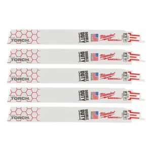 48005788 - Milwaukee 230mm Sawzall Torch Demolition Blade 18 TPI 5 Pack 48005788