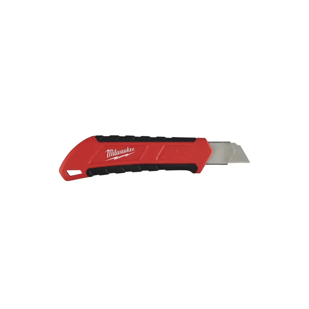 Milwaukee 18mm snap-off pocket knife with durable metal lock.