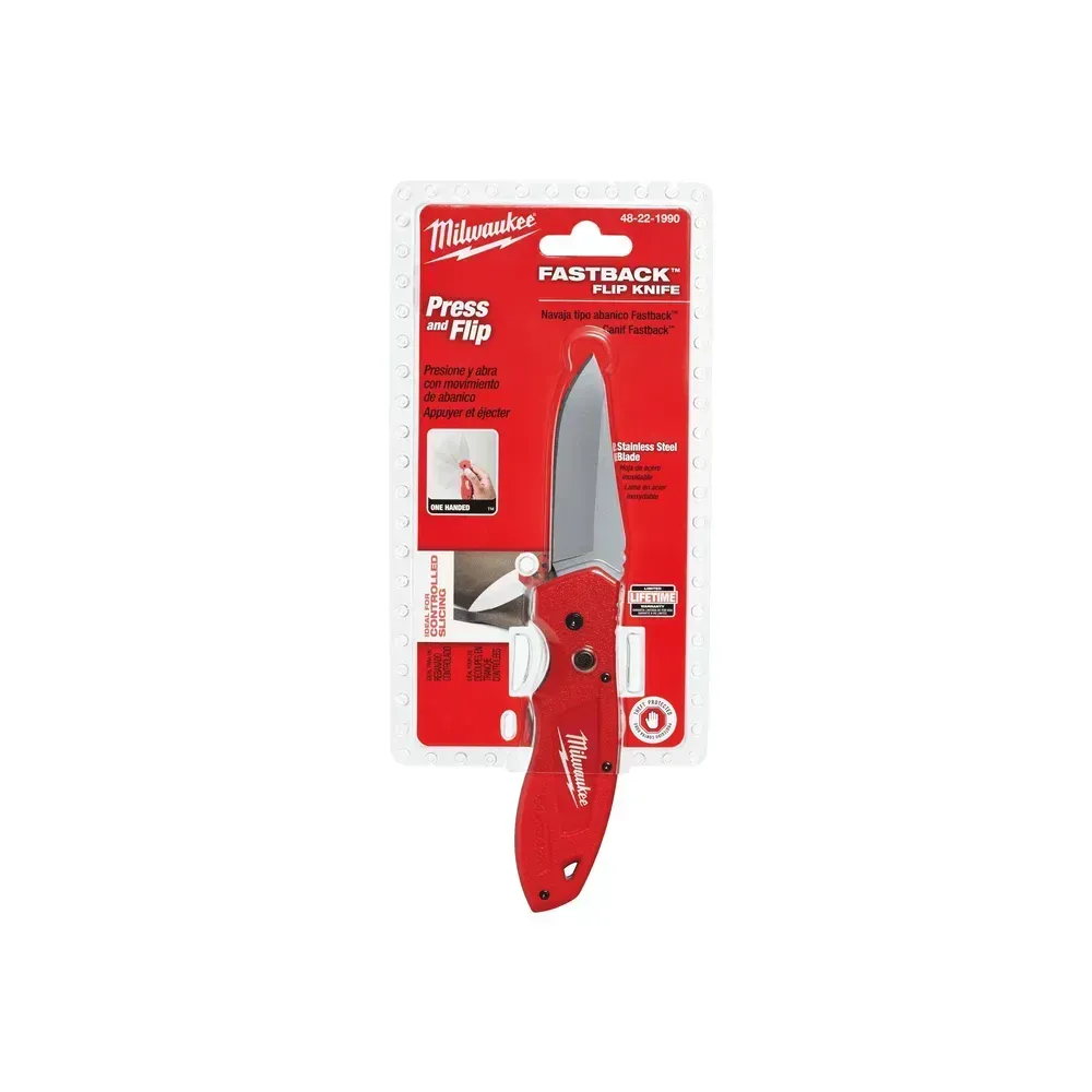 Milwaukee Fastback folding pocket knife with stainless steel blade.