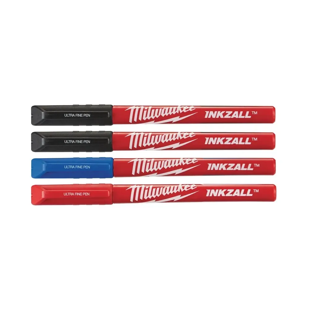 Milwaukee INKZALL fine tip colour pens 4-piece set